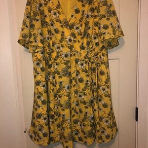 Faux Floral Wrap Kimono Dress